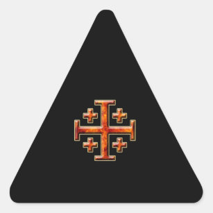 Ver 3 - Jerusalem-Kreuz - Schwarz-Rückseite Dreieckiger Aufkleber