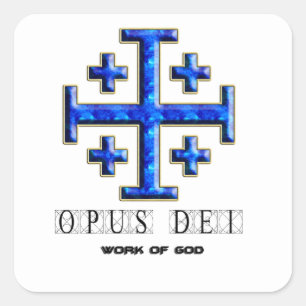 Ver 4 - Jerusalem Kreuz - Opus Dei - Zurück - Zurü Quadratischer Aufkleber