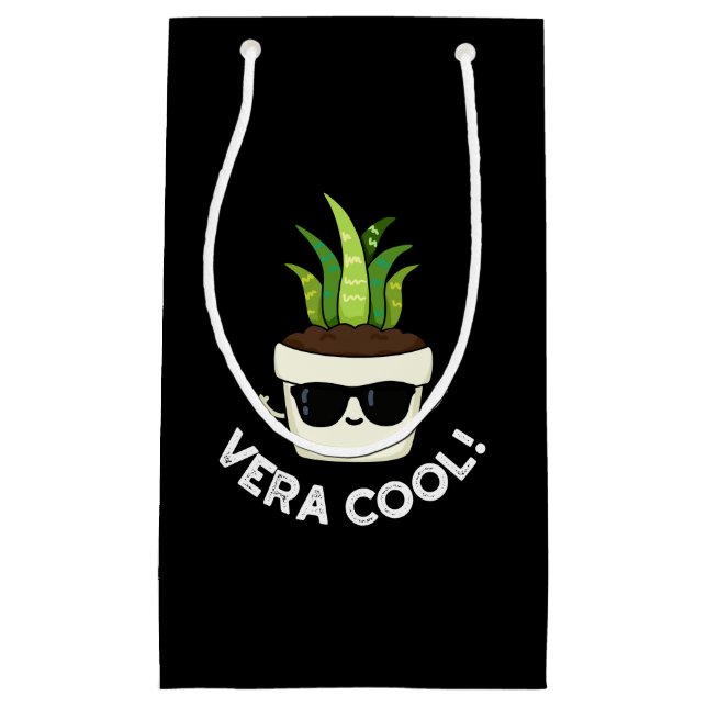 Vera Cool Funny Aloe Vera Pun Dark BG Kleine Geschenktüte (Vorderseite)
