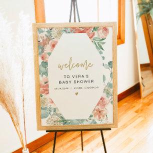 VERA Grünpflanzen & Terrakotta Baby Willkommen Blu Poster