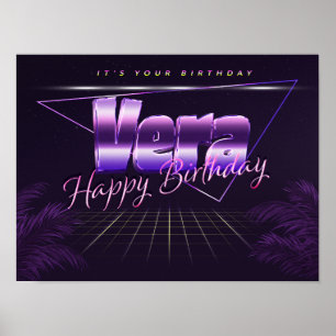 Vera Name Vorname lila retro Poster Geburtstag