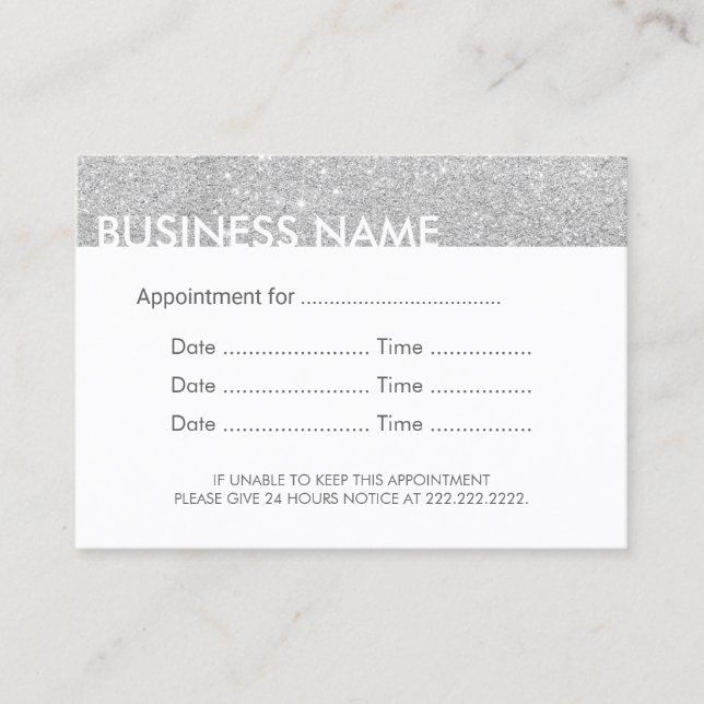 Verabredungs-Erinnerungs-moderner silberner Terminkarte (Vorderseite)