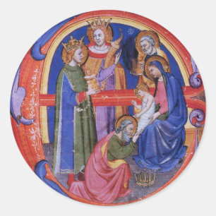 VERABSCHIEDEUNG DES NATIVITÄTSPARCHMENTS VON MAGI  RUNDER AUFKLEBER