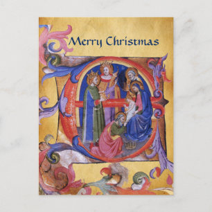 VERABSCHIEDEUNG VON MAGI CHRISTMAS PARCHMENT Red G Feiertagspostkarte