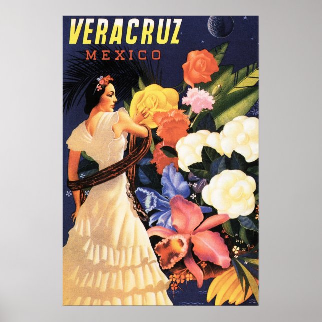 VERACRUZ MEXICO Women Dance Vintage Travel Poster (Vorne)