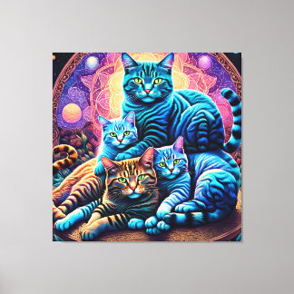 Veranda Cat Family Leinwanddruck