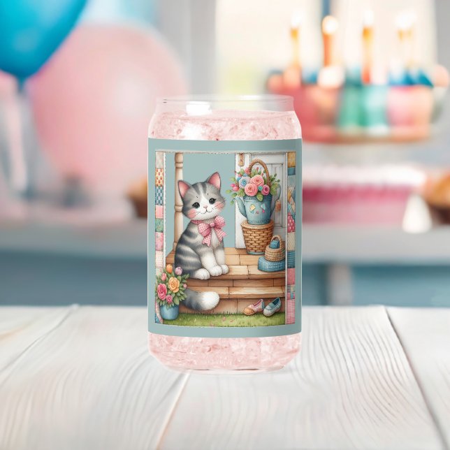 Veranda-Kitty-Blumen-Patchwork-Szene Dosenglas (Insitu (Baby Party))