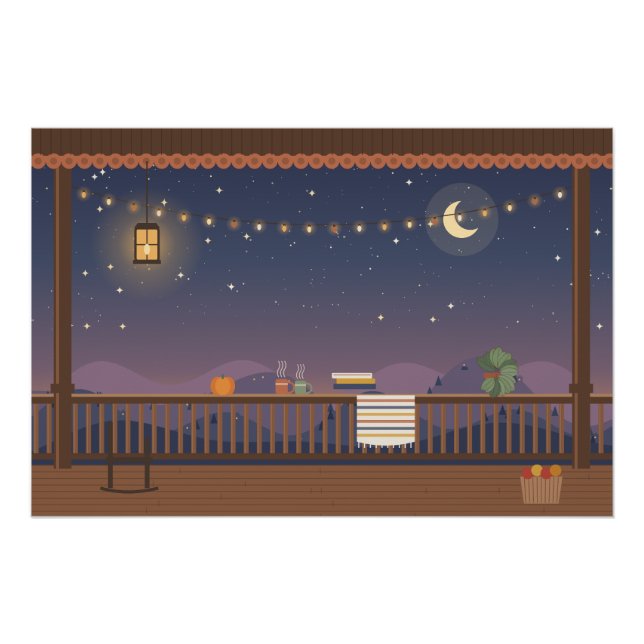 Veranda-Stunde bei Dämmerung Glänzendes Poster (Vorderseite)