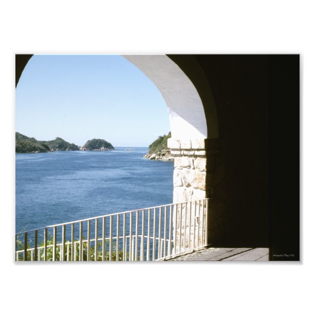 Veranda View Mexico Acapulco Bay Blue Ocean Fotodruck (Vorne)