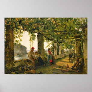 Verandah mit verdrehten Reben, 1828 Poster