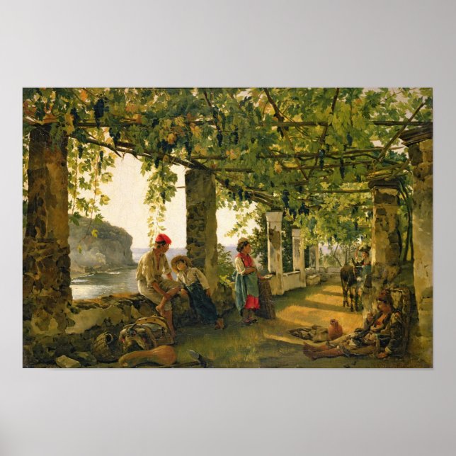 Verandah mit verdrehten Reben, 1828 Poster (Vorne)