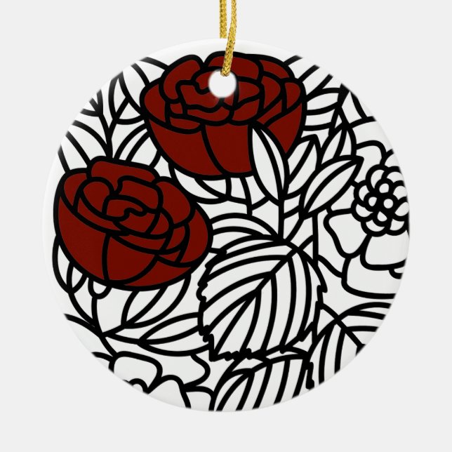 VERÄNDERTE GARTEN-Rose Keramik Ornament (Vorne)