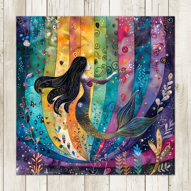 VERÄNDERTER RAINBOW FARBFARBIG POSTER (ENCHANTED RAINBOW MERMAID COLORFUL POSTER)