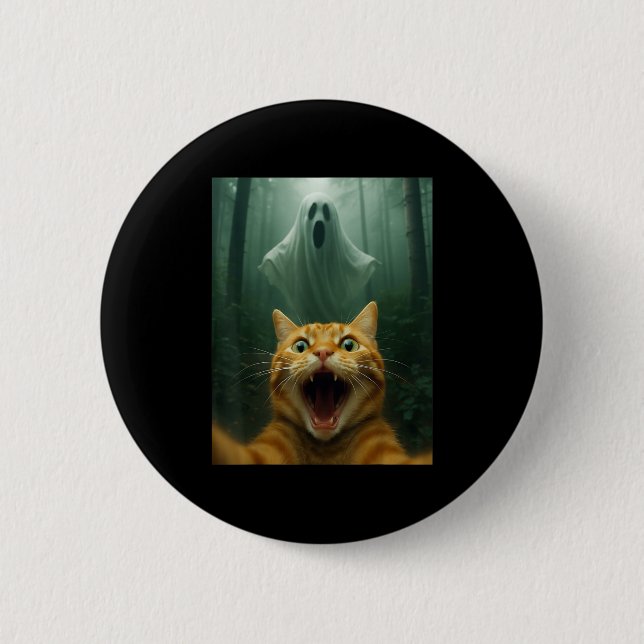 Verängstertes Katzen-Selfie mit Geist _ Lustiger H Button (Vorderseite)