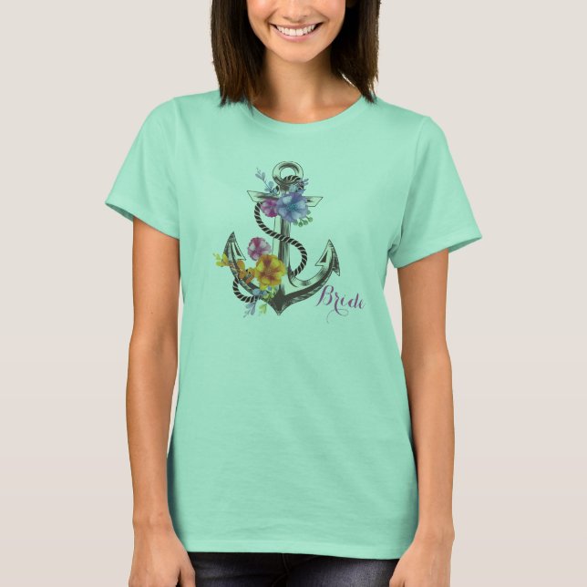 Verankern Sie mit Blumen-T - Shirt (Vorderseite)