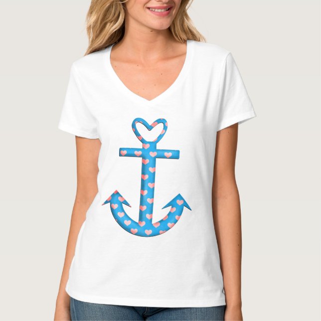 Verankern Sie mit Herz-T - Shirt (Vorderseite)