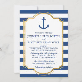 Verankert in Liebe II Nautic Anchor Stripe Wedding Einladung