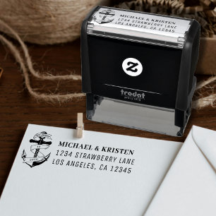 Verankert in Liebe Nautical Anchor Hochzeitadresse Permastempel