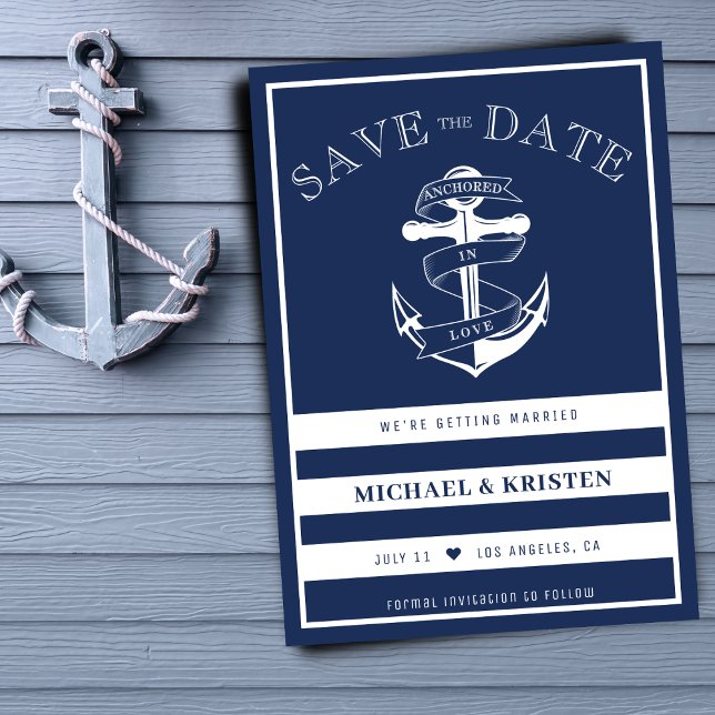 Verankert in Liebe Nautical Blue Anchor Hochzeit Save The Date (Anchored in Love Nautical Blue Anchor Wedding Save The Date
)