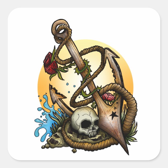 verankert quadratischer aufkleber (Vorderseite)