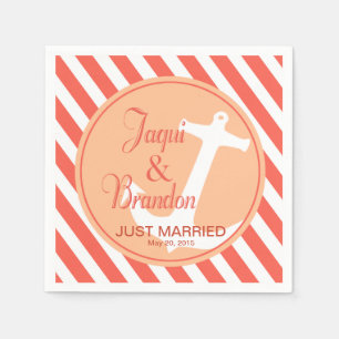 Verankerung an Streifen Korallenpfirsich Serviette