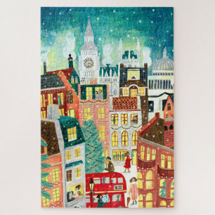 Veranschaulichende London-Stadt im Schnee Weihnach Puzzle