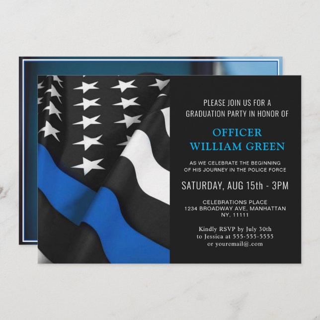 Veranstaltung der American Flag Police FOTO Gradua Einladung (Vorne/Hinten)