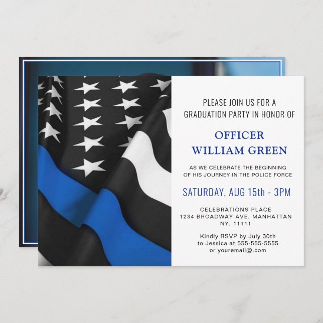 Veranstaltung der American Flag Police FOTO Gradua Einladung (Vorne/Hinten)