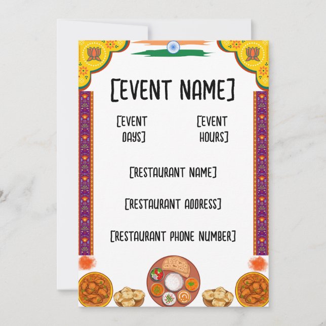 Veranstaltung und Eröffnung des indischen Restaura Einladung (Vorderseite)