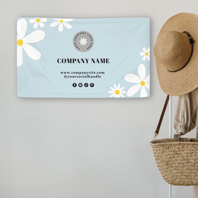 Veranstaltung zum Retro Pastel Blue White Daisy Bu Banner (Von Creator hochgeladen)