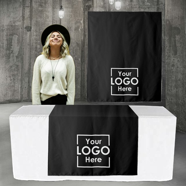 Veranstaltungen für das Business-Logo für Black Ta Wandteppich (Black Table Runner Banner Business Logo Events Tapestry)