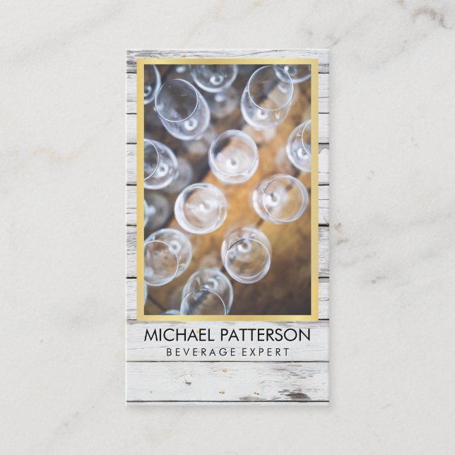 Veranstaltungen / Rustikales Holz / Weinglas Visitenkarte (Vorderseite)