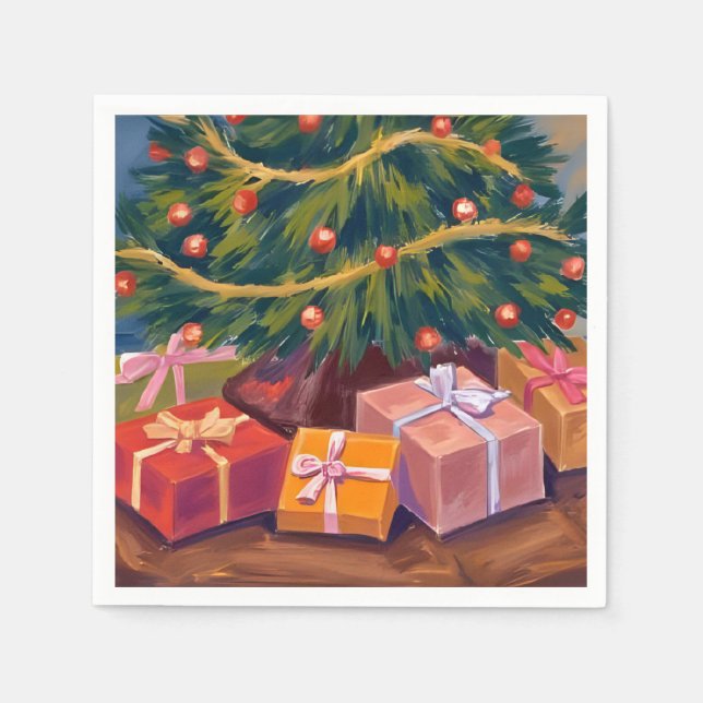 Veranstaltungen unter der Weihnachtsfeier des Baum Serviette (Vorderseite)