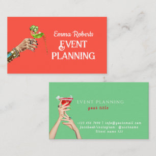 Veranstaltungsplanung Farbige Cocktail Visitenkart Visitenkarte