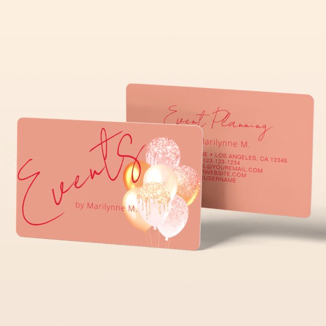 Veranstaltungsplanung Moderne Glitzer-Ballons Visitenkarte (Von Creator hochgeladen)