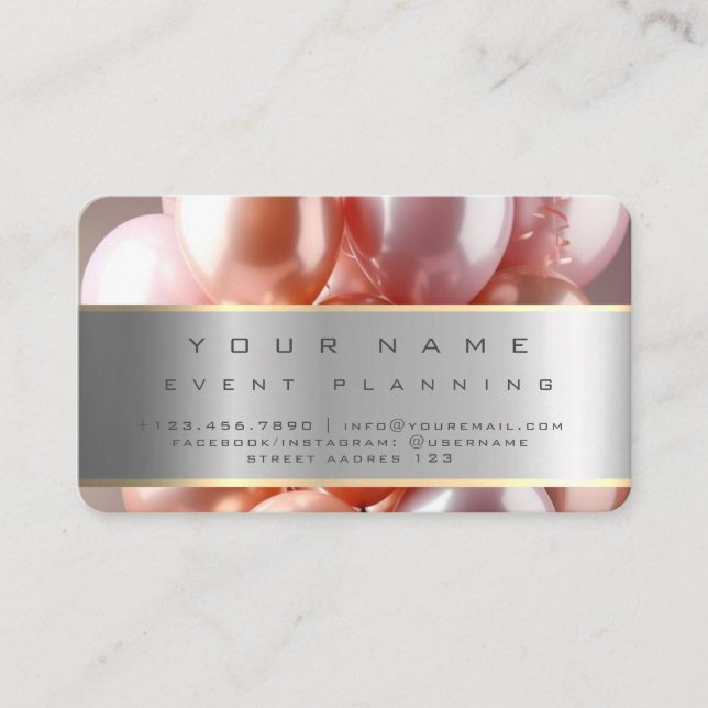 Veranstaltungsplanung Schöne Balloons farbenfroh Visitenkarte (Vorderseite)