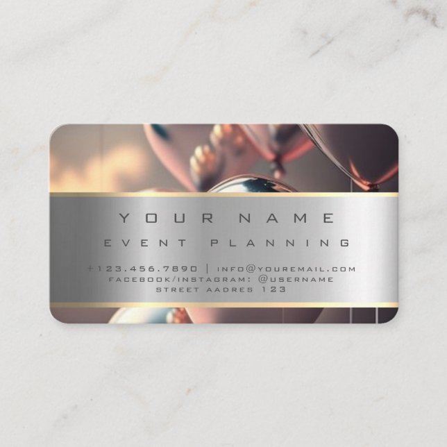 Veranstaltungsplanung Schöne Balloons farbenfroh Visitenkarte (Vorderseite)