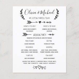 Veranstaltungsreihenfolge des Hochzeitsprogramms