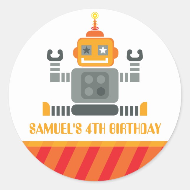 VERANSTALTUNGSSTÜCK :: Roboter 2 Runder Aufkleber (Vorderseite)