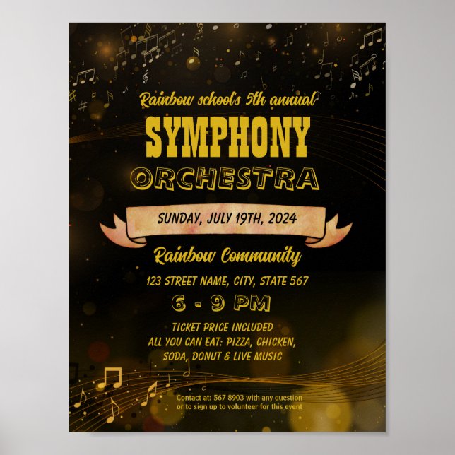 Veranstaltungsvorlage Symphony Orchestra Flyer Poster (Vorne)