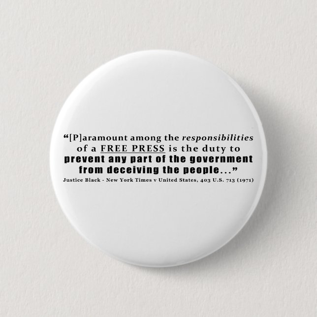 Verantwortung eines freie Presse-Zitats Button (Vorderseite)