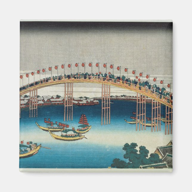 Verarbeitung über eine Brücke (Farbwoodblock-Druck Magnet (Vorne)