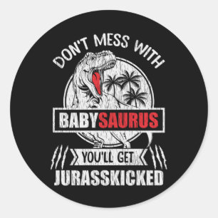 Verärgere nicht Baby Saurus Dinosaurier Kinder Fam Runder Aufkleber