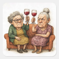 Verärgerte alte Damen mit Rotwein