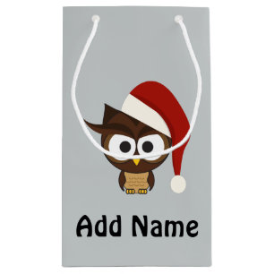 Verärgerte Eulen-tragende Weihnachtsmannmütze Kleine Geschenktüte