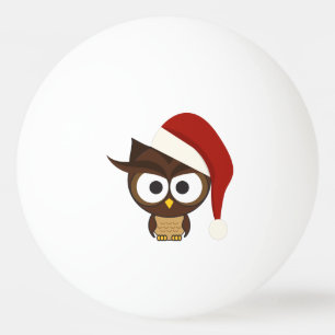 Verärgerte Eulen-tragende Weihnachtsmannmütze Tischtennisball