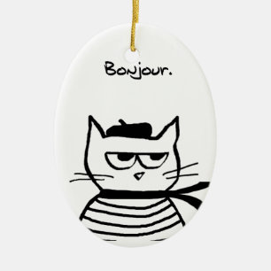 Verärgerte Katze ist so sehr französisch Keramik Ornament