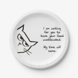 Verärgerte Katze stiehlt Ihre Nahrung - lustigen Pappteller