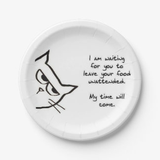 Verärgerte Katze stiehlt Ihre Nahrung - lustigen Pappteller