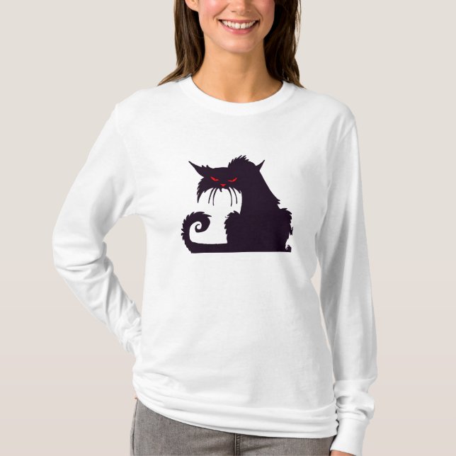 Verärgerte schwarze Katze T-Shirt (Vorderseite)